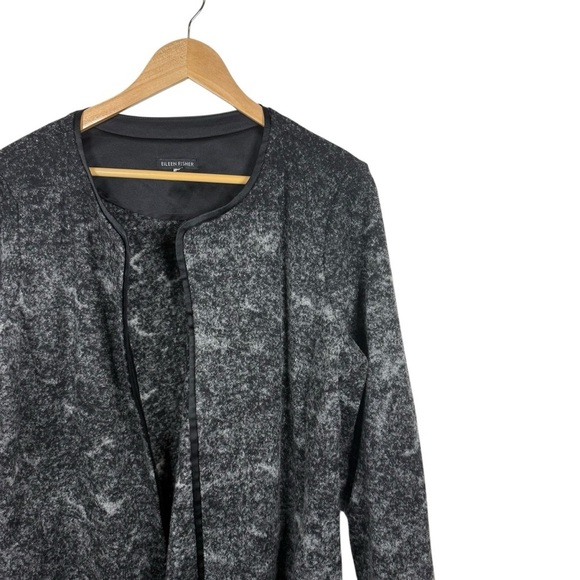Eileen Fisher Oversized Sprinkle Open Felted Wool Silk Coat Grey/Black S/M - Picture 7 of 12